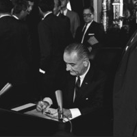 Thumbnail for President Lyndon B. Johnson signs the Voting Rights Act