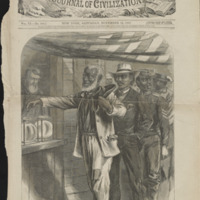 Thumbnail for Harper's Weekly showing a line of African American men casting votes