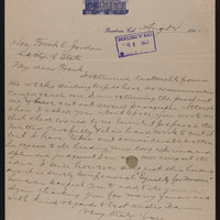 Thumbnail for Letter from Senator Charles W. Bell to Secretary of State Frank C. Jordan with enclosed argument for Senate Constitutional Amendment No. 8