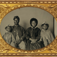 Thumbnail for African American soldier in Union uniform with wife and two daughters