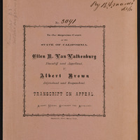 Thumbnail for Case No. 3091, Ellen R. Van Valkenburg v. Albert Brown, Transcript on Appeal